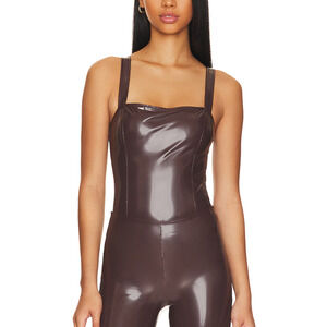 Good American Vinyl Corset Bodysuit Size 3(L) NWT BROWN